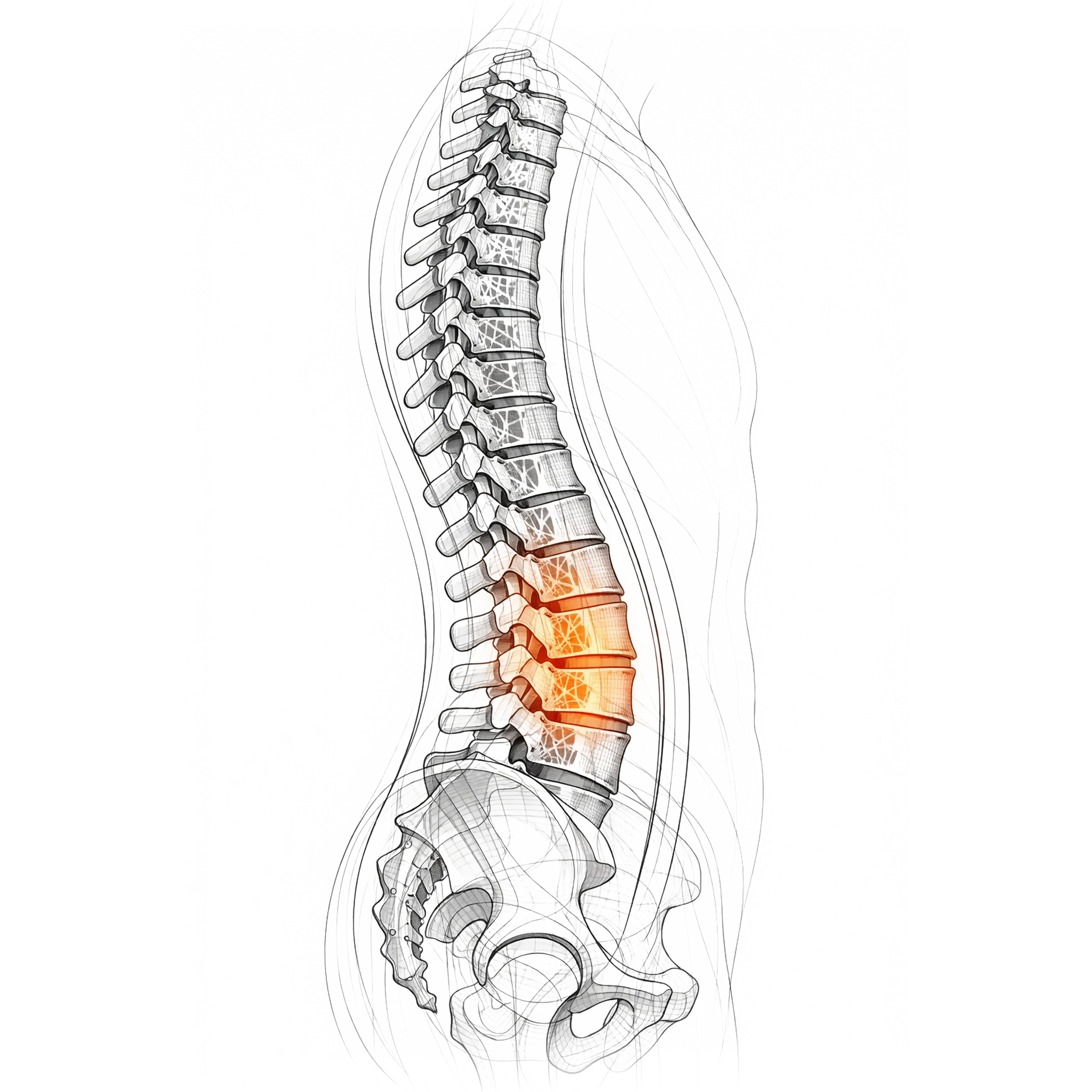 Abstrakte Darstellung der Knochenstruktur bei Osteoporose